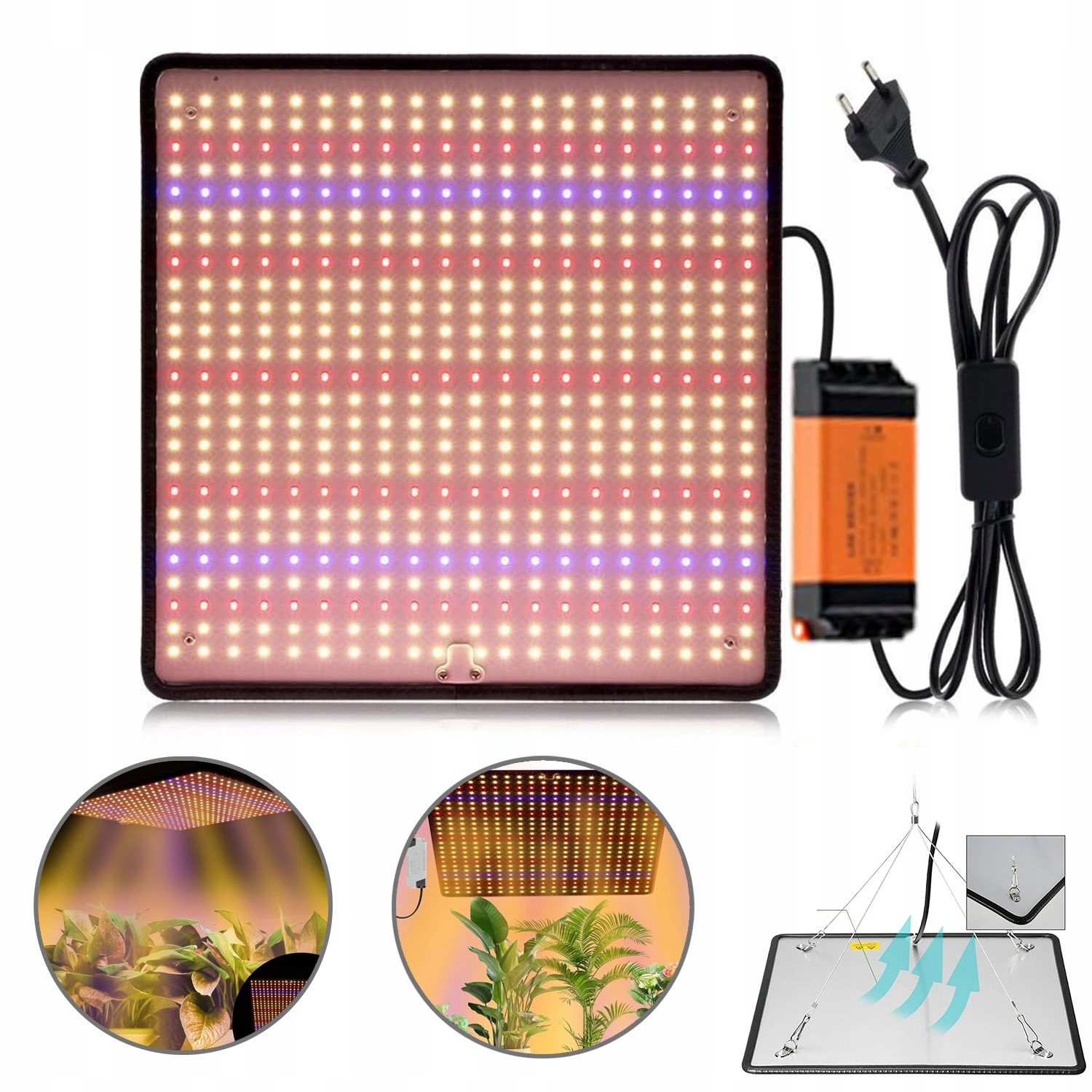 Panel Pro Pěstování Rostlin Full Spectrum Sluneční Světlo 45W 500 Led