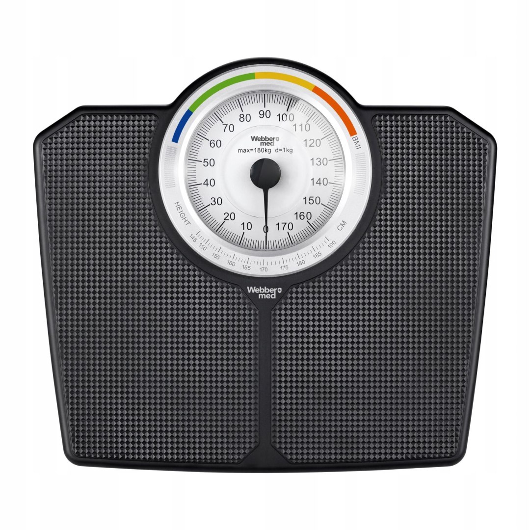 Klasická Mechanická koupelnová váha Analogová do 180 kg Černá Webber Bmi