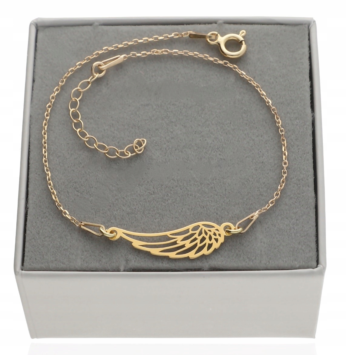 Zlatý náramek na nohu křídla, křídlo, stříbro 925 23 cm reg.