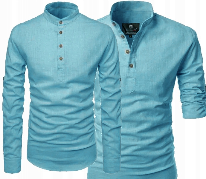 Pánská košile se stojáčkem, ležérní, každodenní, lněná, len a bavlna