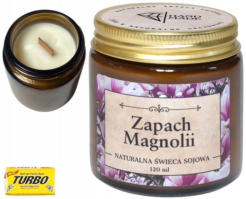 ŚWIECA ŚWIECZKA SOJOWA ZAPACHOWA 120ml NA PREZENT ŚWIĘTA ZAPACH MAGNOLII