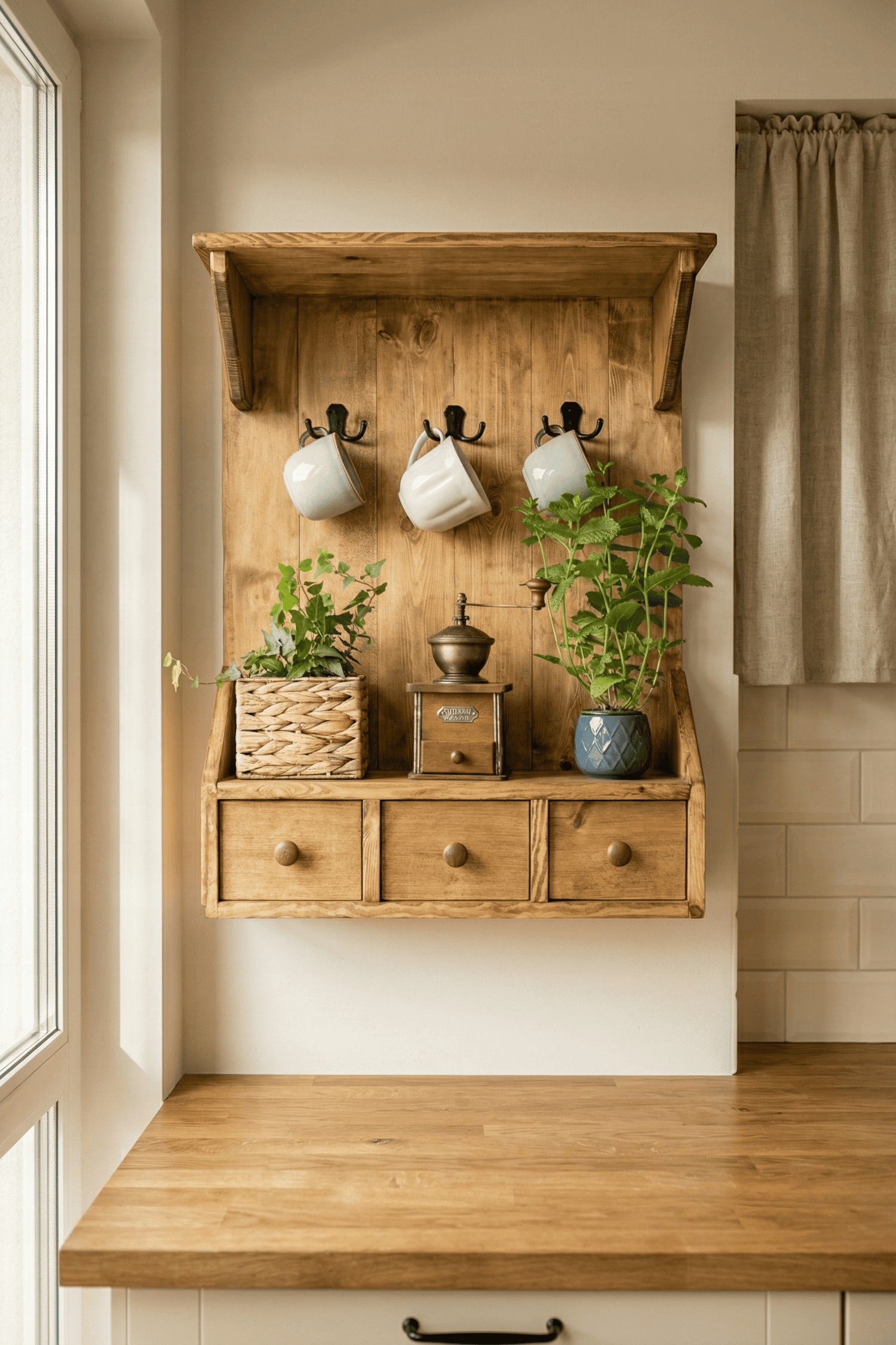 Ścienny regał z szufladami retro