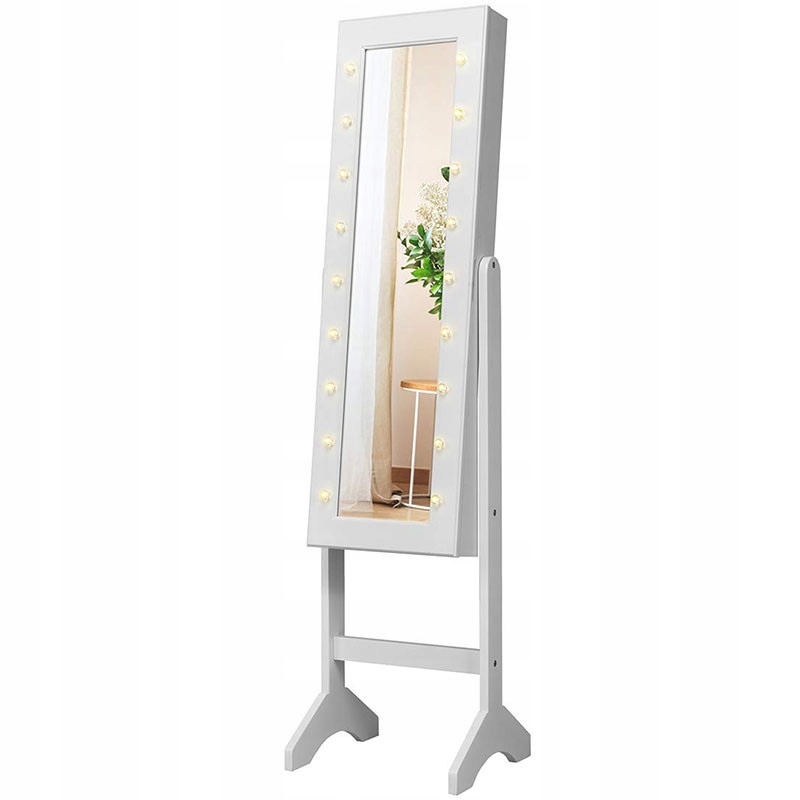 Stojací šperkovnice s 18 Led světly a zrcadlem GX12034-CS-VJ, bílá