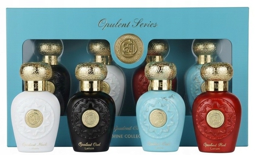 Lattafa Opulent Collection 4x25ml * Zestaw Miniatur Musk Oud Blue Red