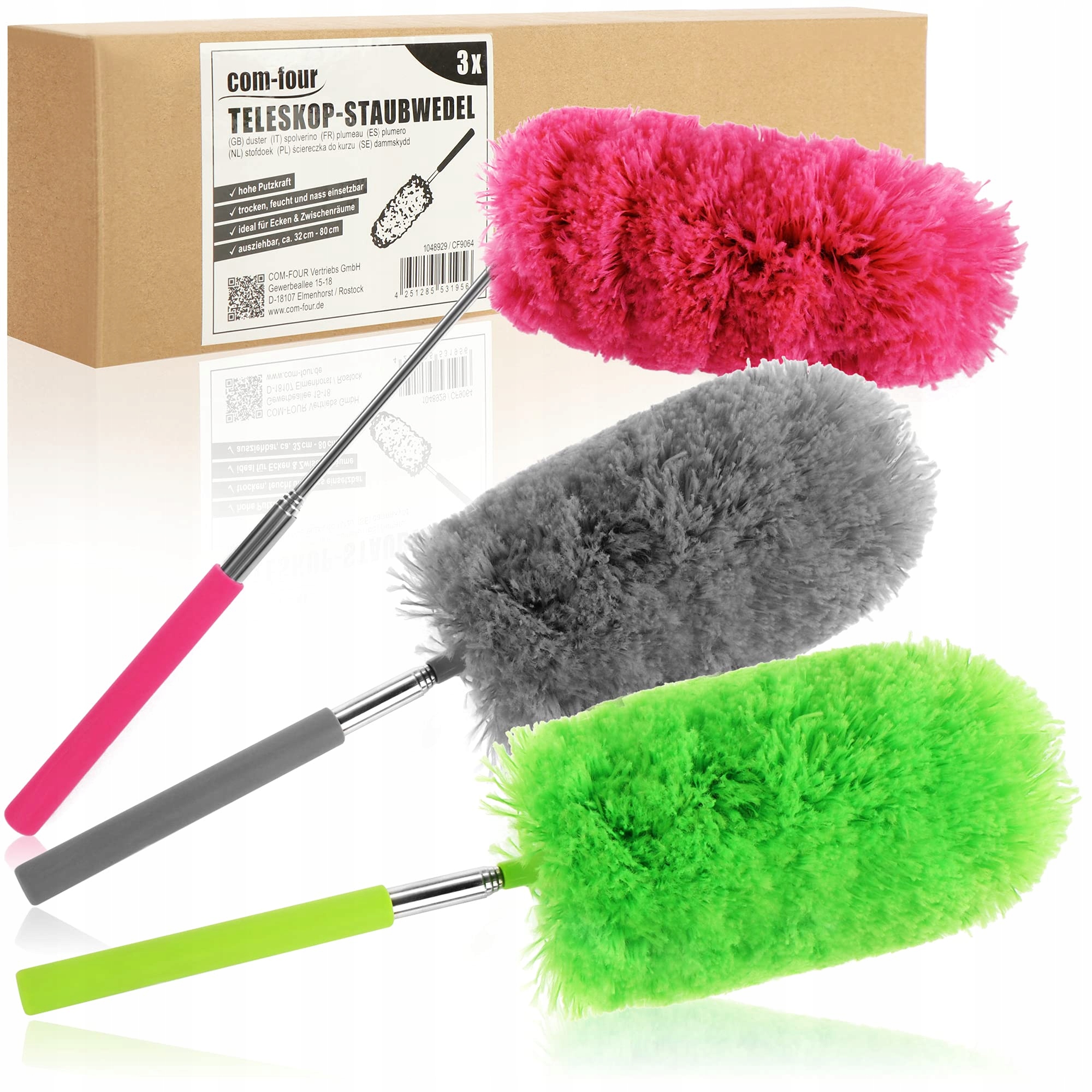 Com-four Sada 3 metliček s teleskopickou tyčí Elastická hlavička