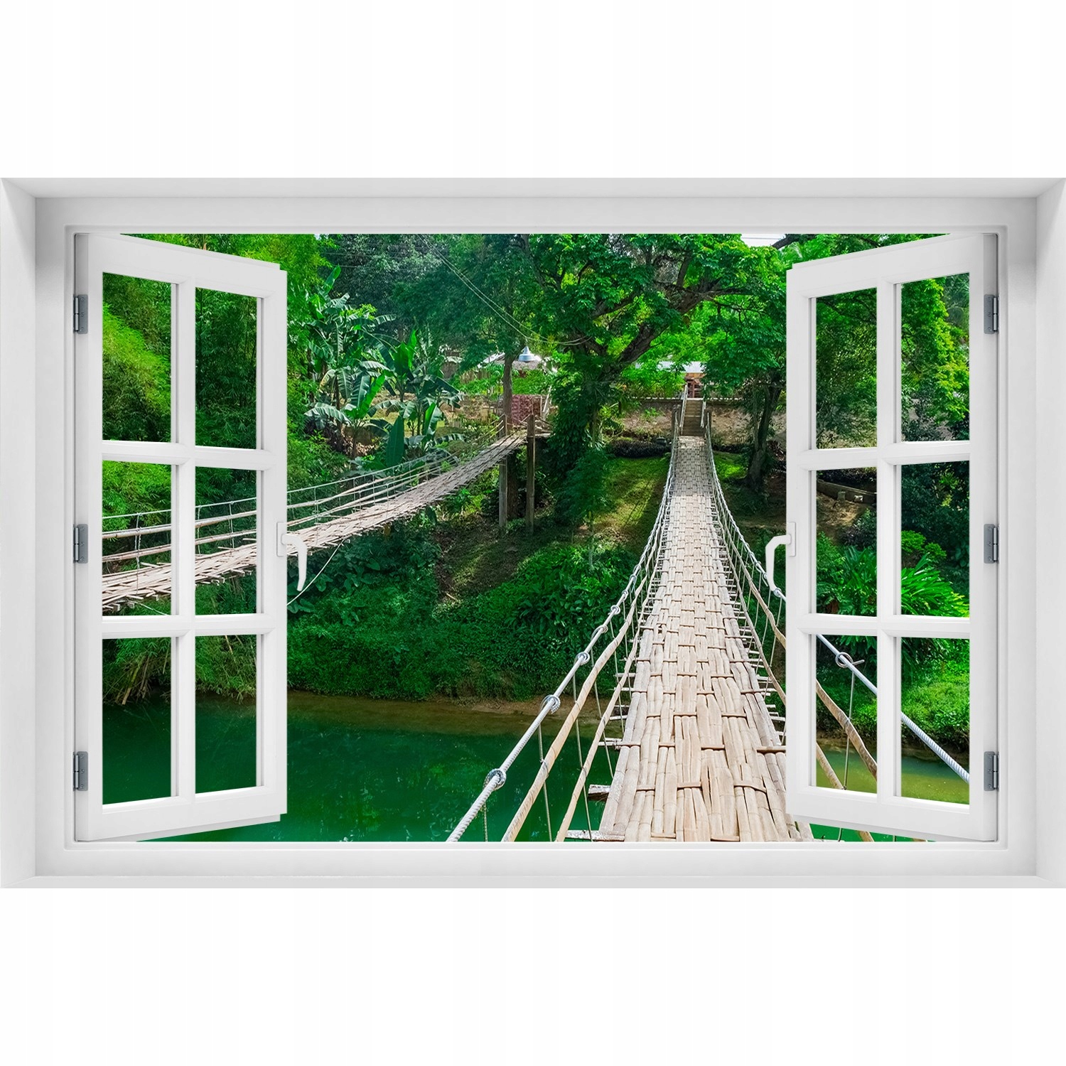 

3D Okno Naklejka na ścianę Most nad rzeką 150x100