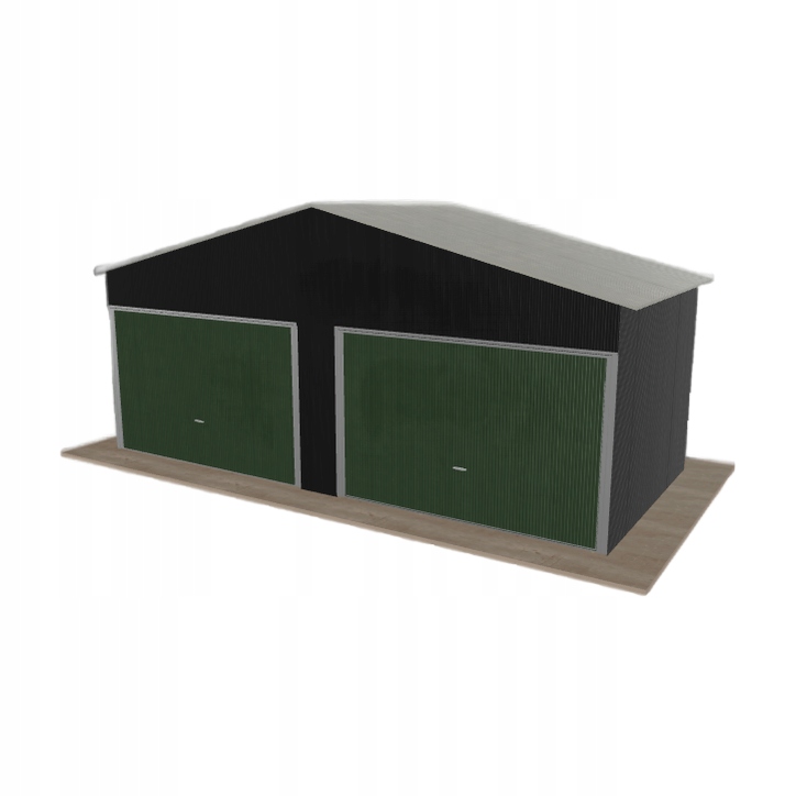 Plechová garáž 6.5 x 3 m dvoupolohová, dvoupolohová, černá