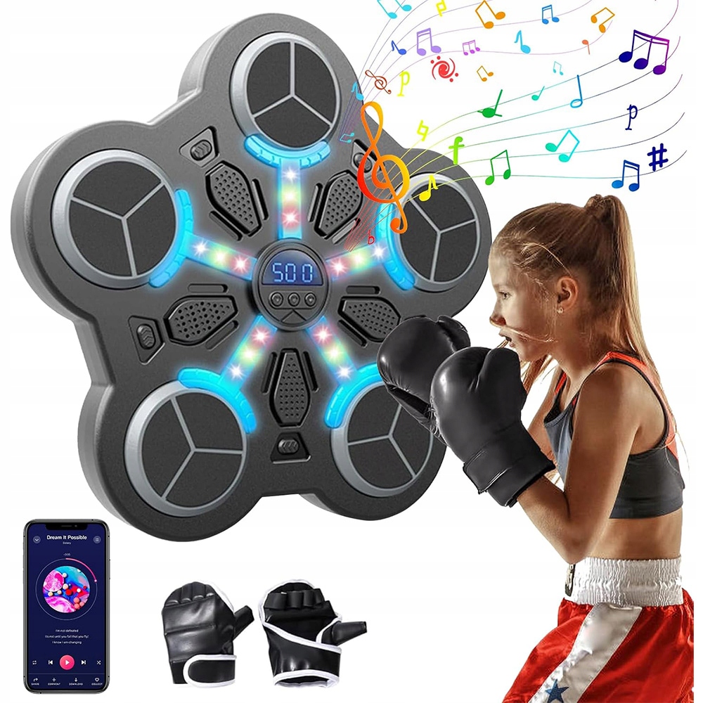Nástěnná Boxovací Mašina s Bluetooth 3 Rychlosti, Led Trénink