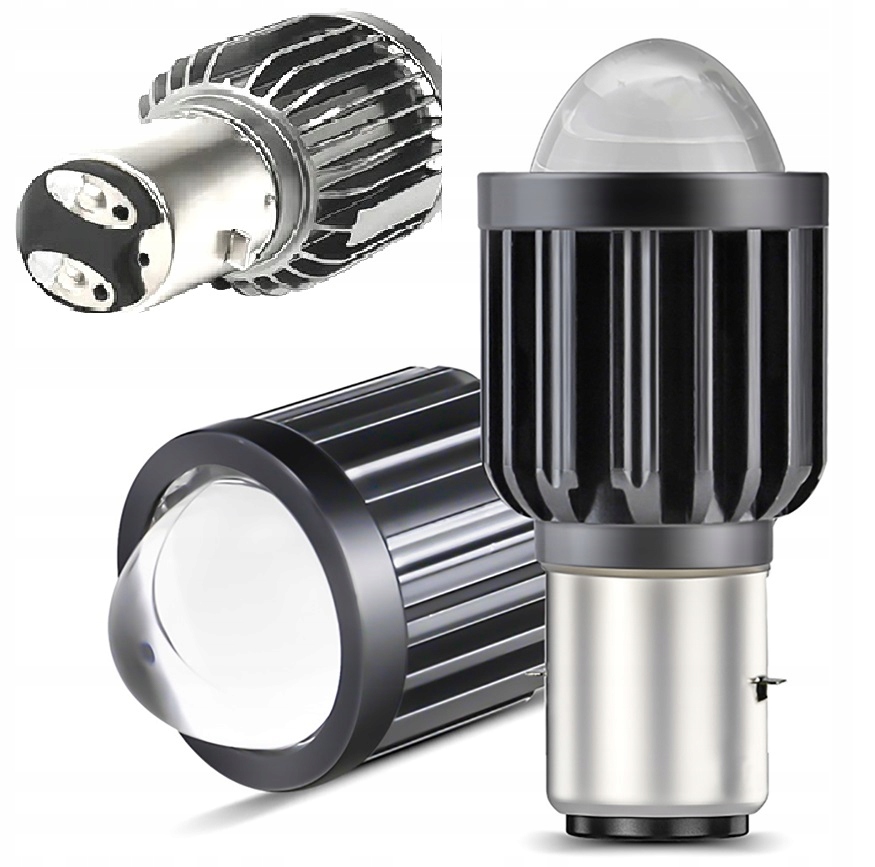 

BA20D S2 led 35/35W soczewka 2400lm 6000K+radiator