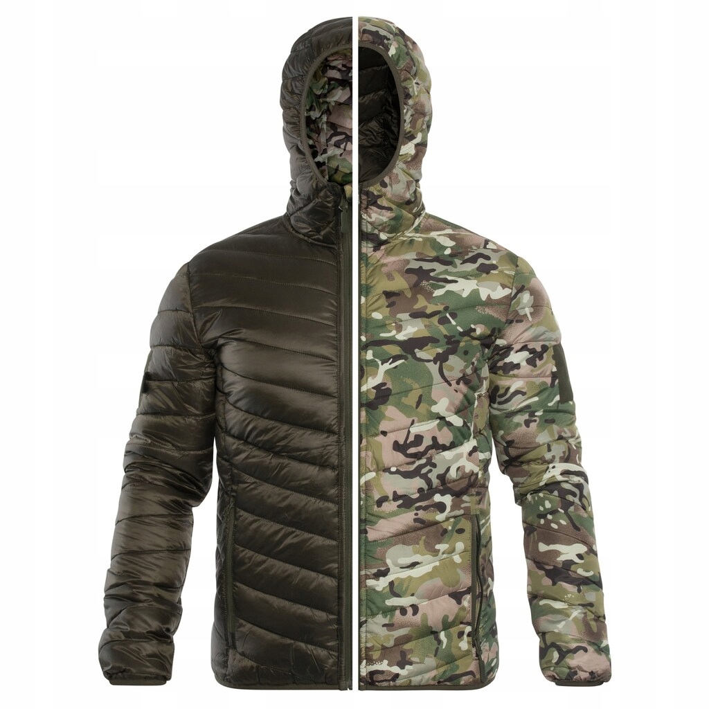 Dvoustranná péřová bunda s kapucí Texar Reverse Olive/Arid MC Camo M