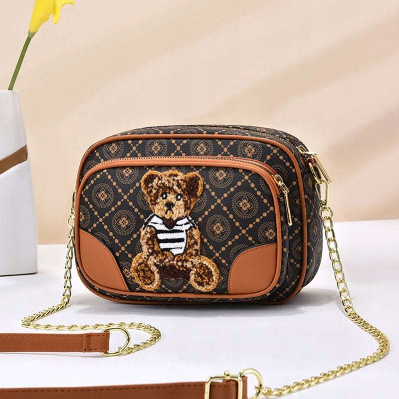 TORBA TOREBKA DAMSKA LISTONOSZKA KUFEREK NA RAMIĘ MAŁA MIŚ KORALIKI RUDY Marka inna