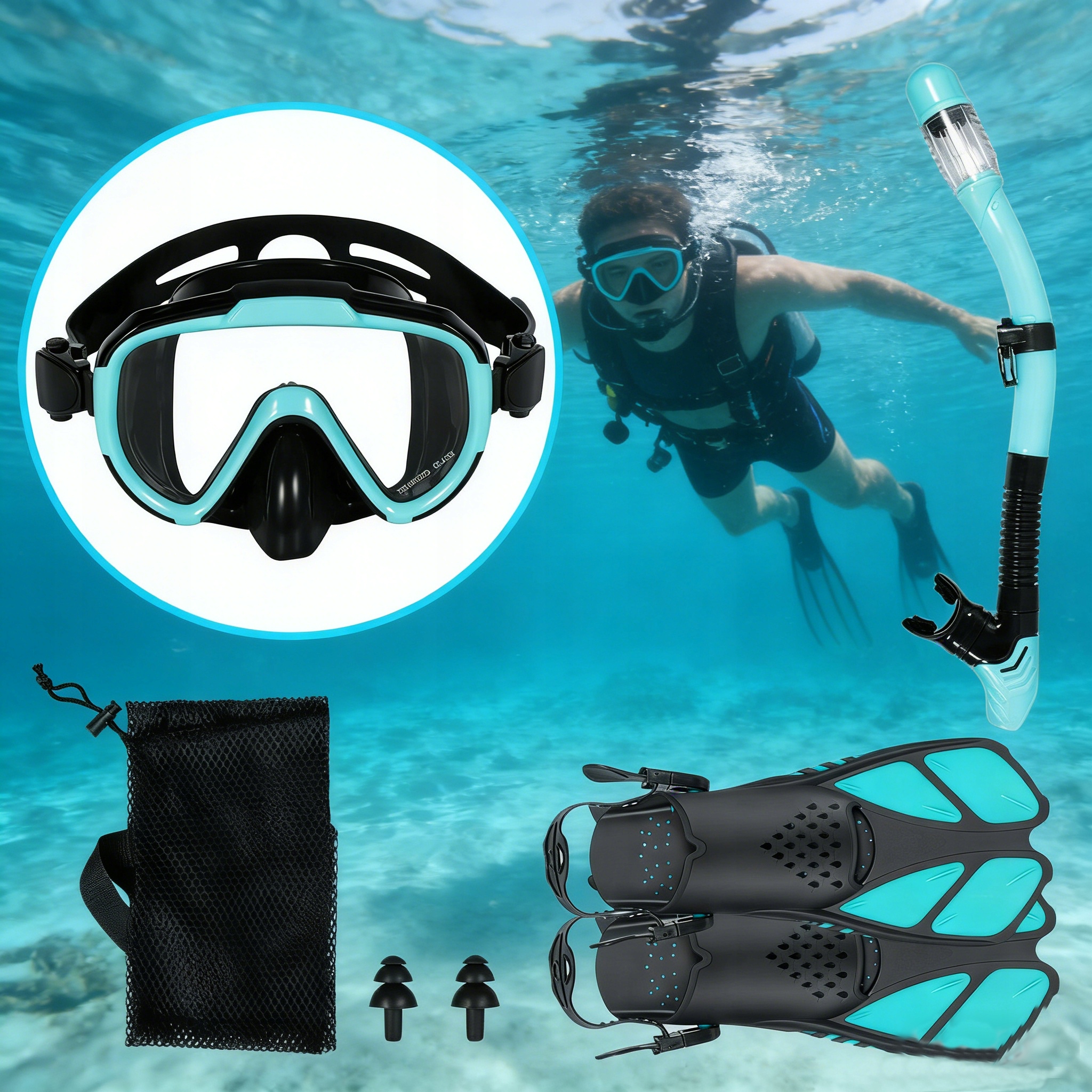 Potápěčské Brýle A Dýmka Na Potápění Brýle A Šnorchl Na Šnorchlování ploutve L/XL