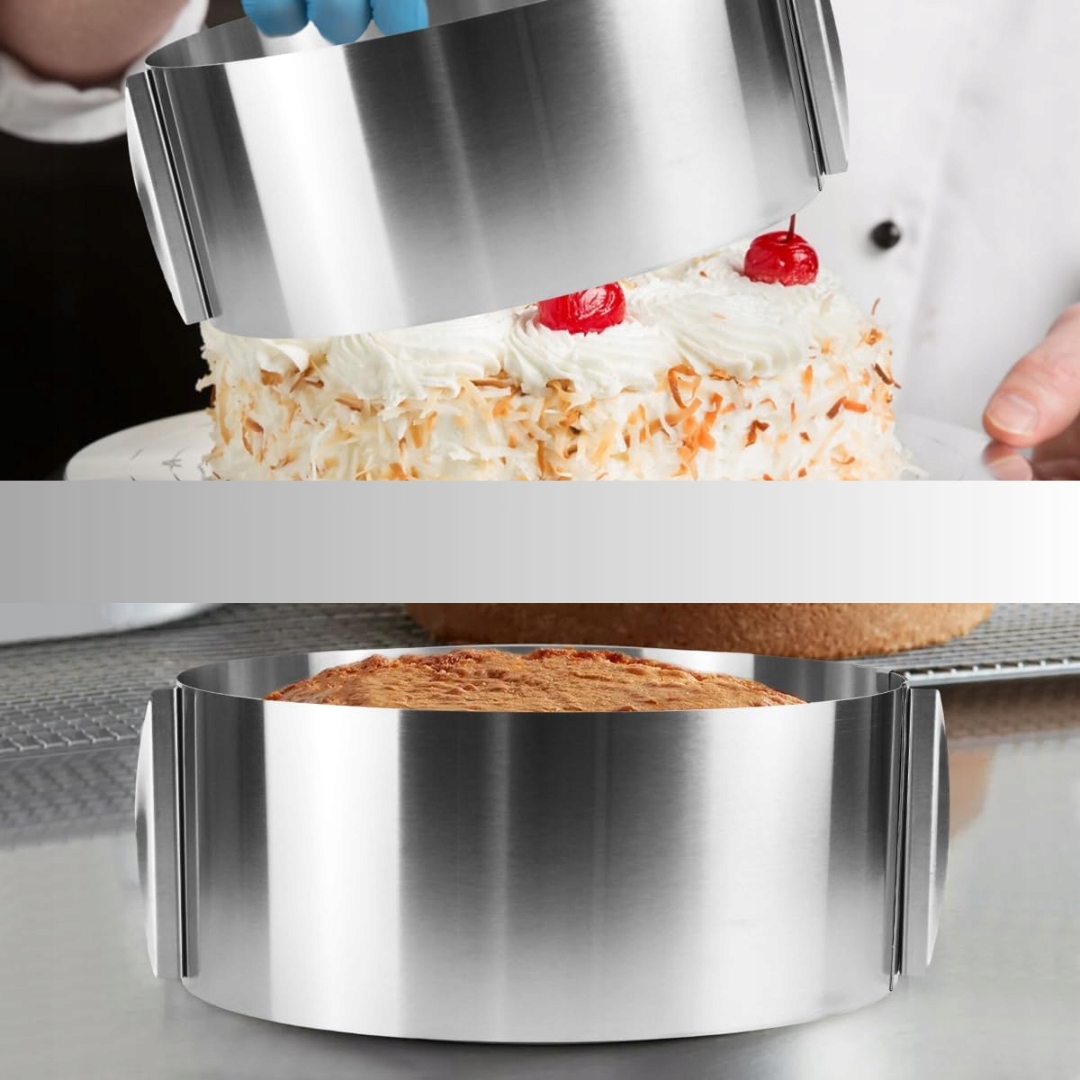 RANT DO TORTU BISZKOPTU OKRĄGŁY DUŻA FORMA REGULOWANA OBRĘCZ 16-30 CM Materiał metal