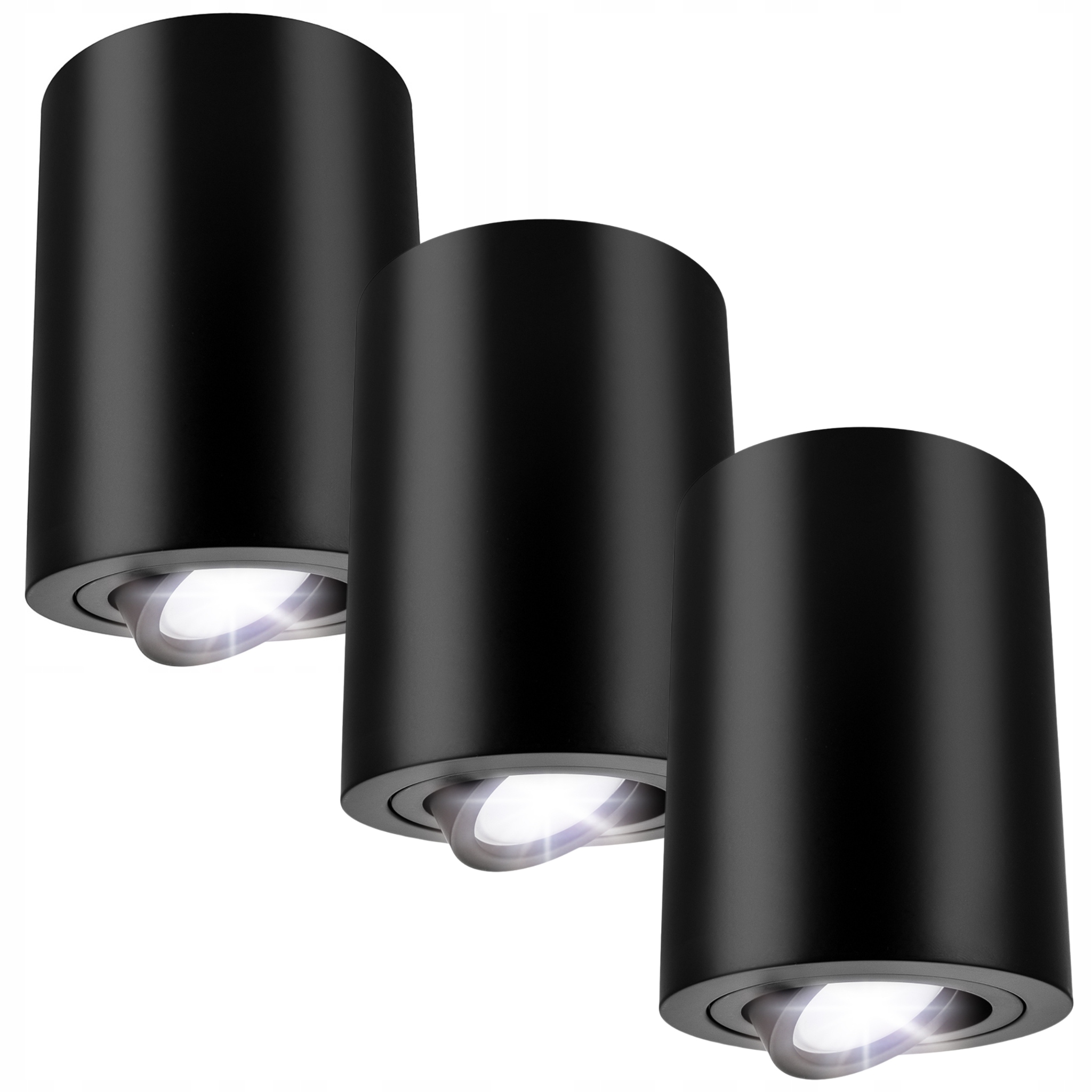 Led lampa Spot Nástěnná lampa 3x GU10 černá Pohyblivá kulatá Nastavitelná