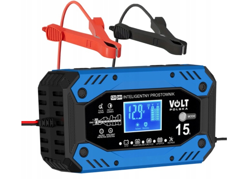 Uniwersalny Prostownik Volt Polska LIFEPO4/AGM/GEL 12V/24V 15A Naprawa