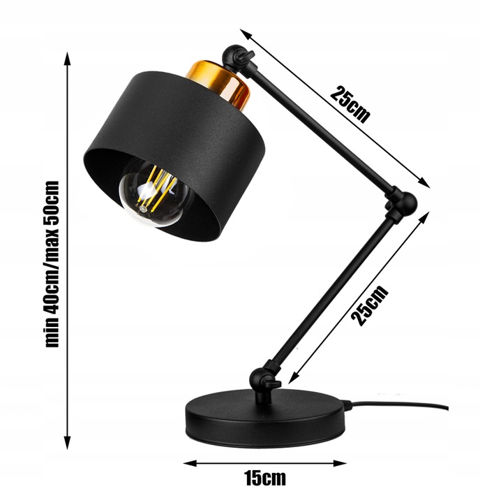 Lampka biurkowa Loft Edison LED - FIBRAM LIGHTING Zasilanie sieciowe