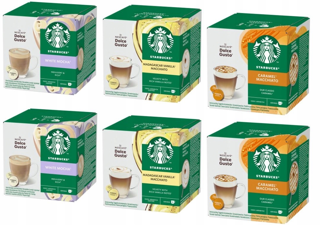 Kapsułki do Dolce Gusto Nescafe Starbucks Zestaw MIX 72 sztuki 6x12