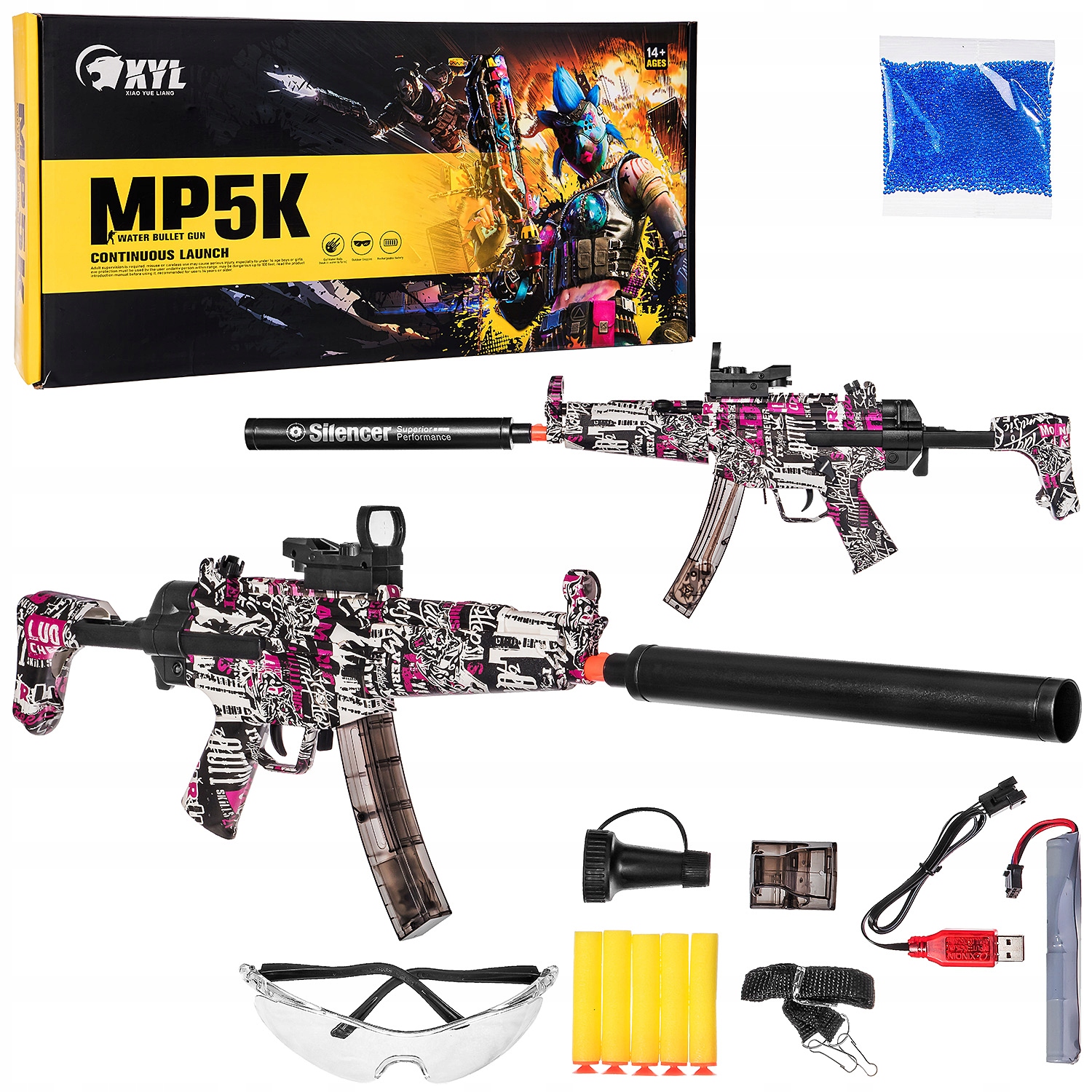 

Automat MP5K Pistolet Kulki Żelowe Strzałki 2W1
