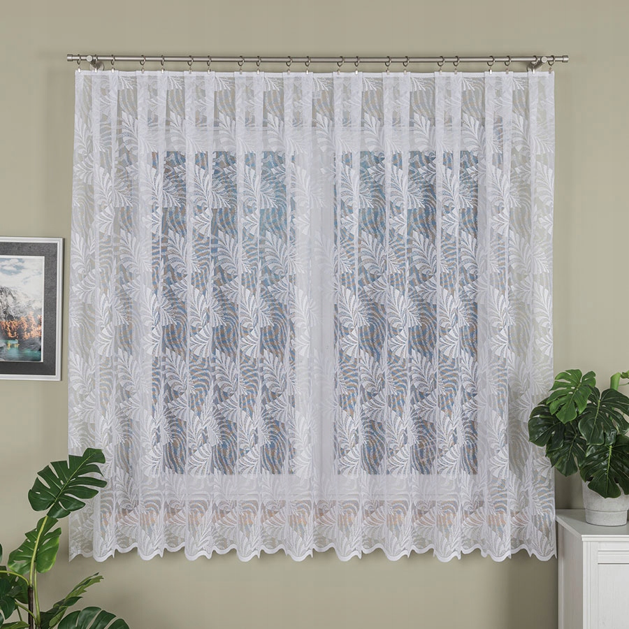 Mg Záclona Listy 107229M Bílá 350x170cm Hotová S Páskou Skr