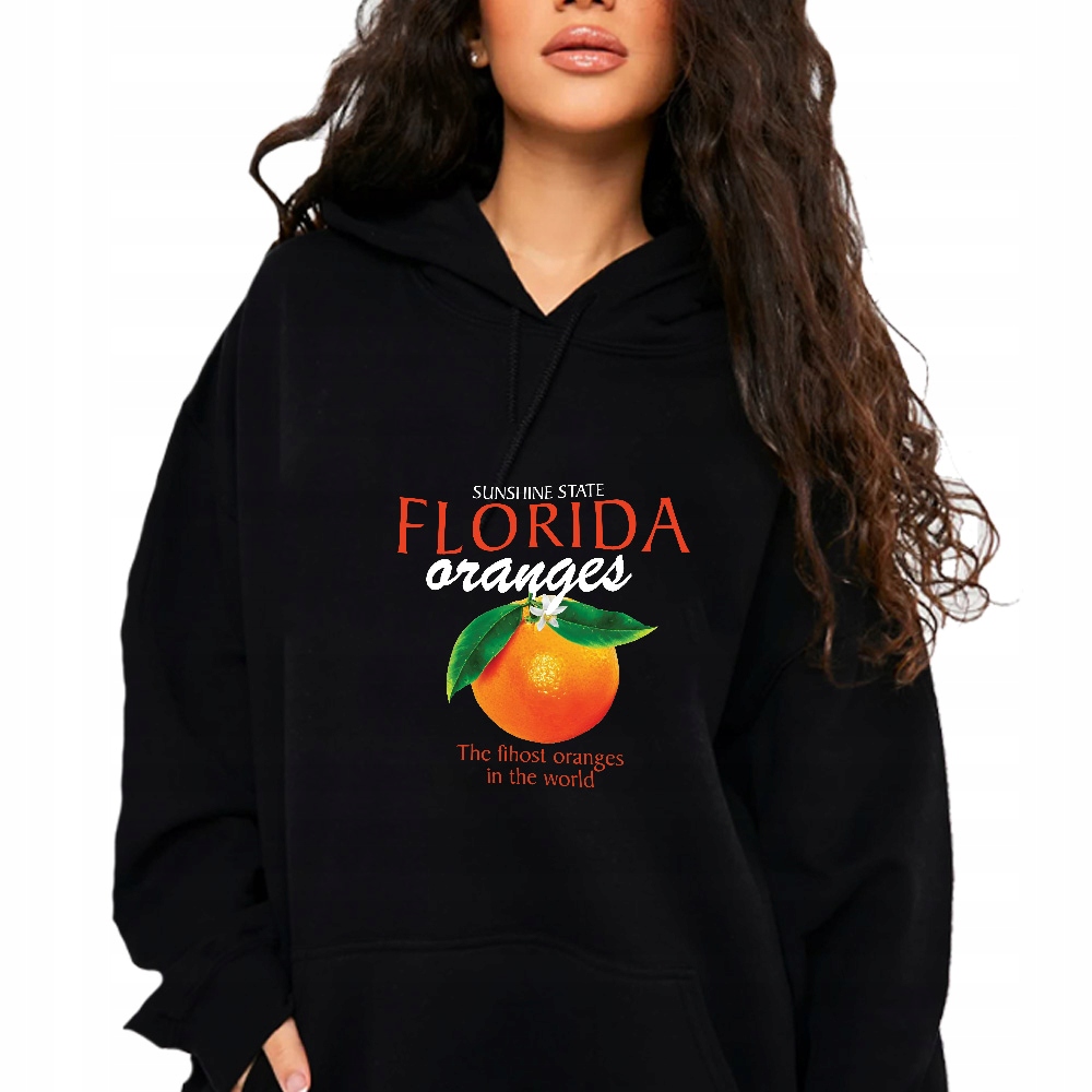 Zimní Mikina S Kapucí Florida Oranges Black Cotton Casual, Vel XL