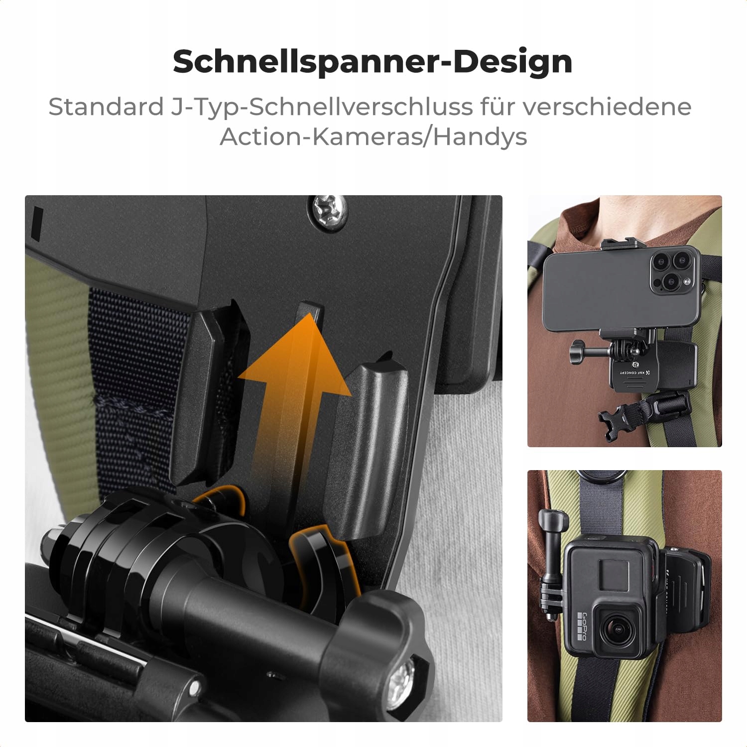 K&F CONCEPT Plecakowy Uchwyt Na Ramię Do Kamer Sportowych Hero DJI Osmo — miniatura 5