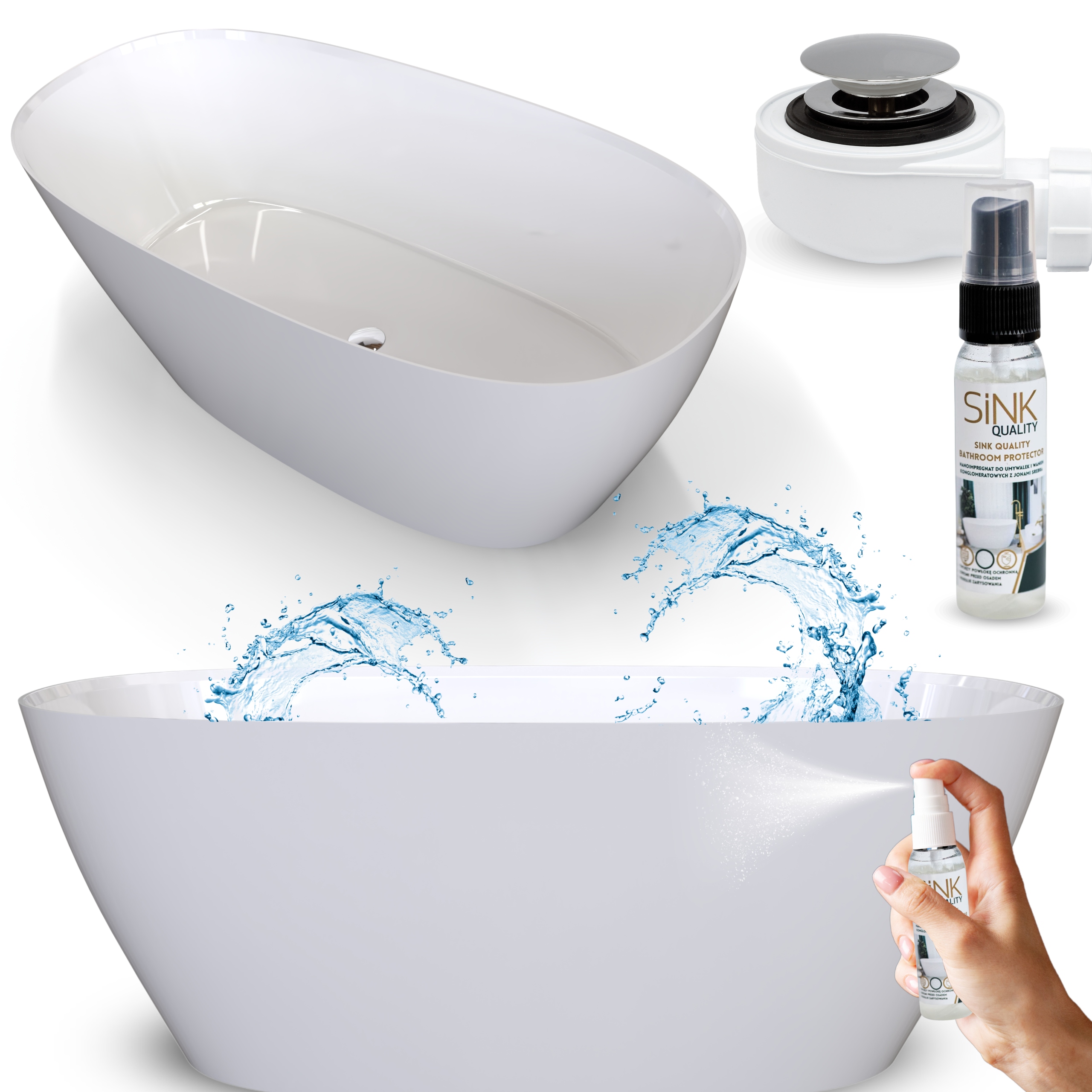 Volně Stojící Vana Sifon Korek Do Vany 165 Koupelnová Z Konglomerátu 3v1