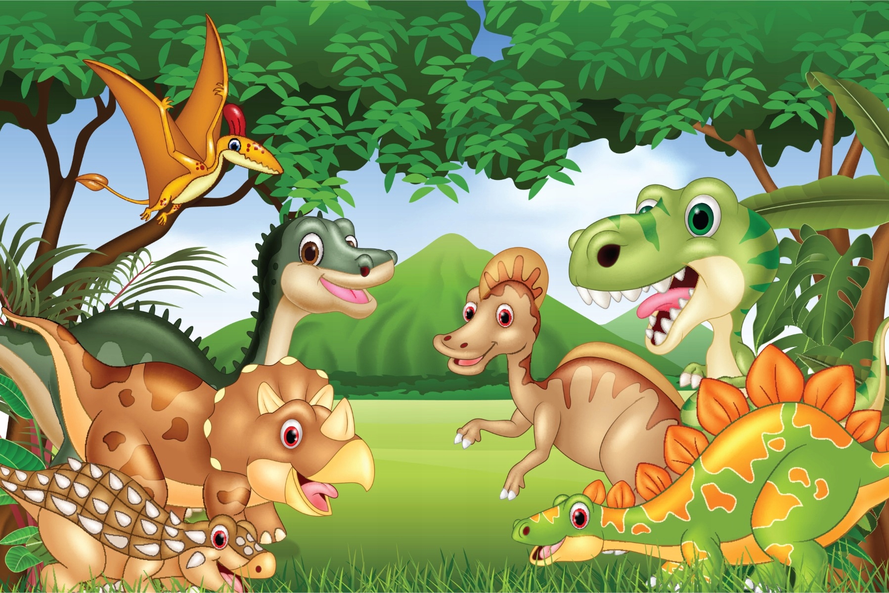 Fototapeta pro děti Dinosauři rostliny 180x120
