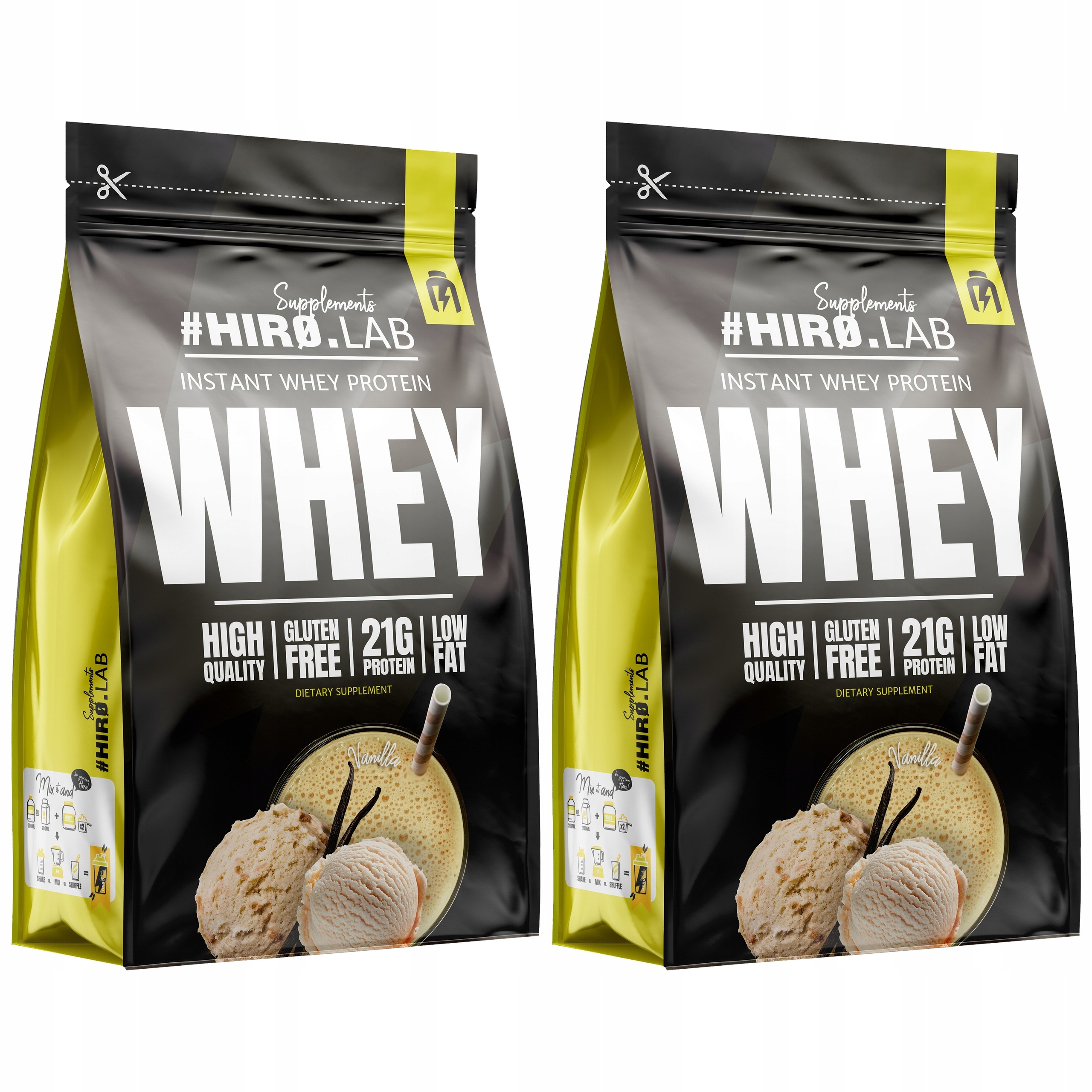 2x Hiro.Lab Instant Whey Protein 450g Protein Wpc syrovátkový Wanil