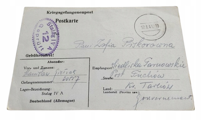 KRIEGSGEFANGENENPOST ( POSTKARTE ) - Stalag IV A ( 1941 r. )