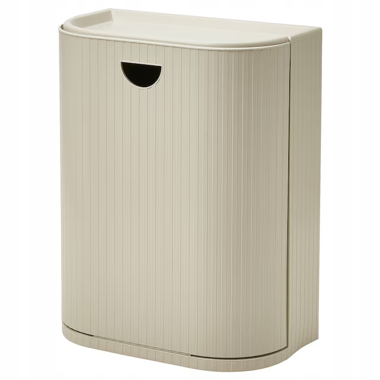 Levně Ikea plastový koš s víkem Gardsbutik šedobéžový 21l