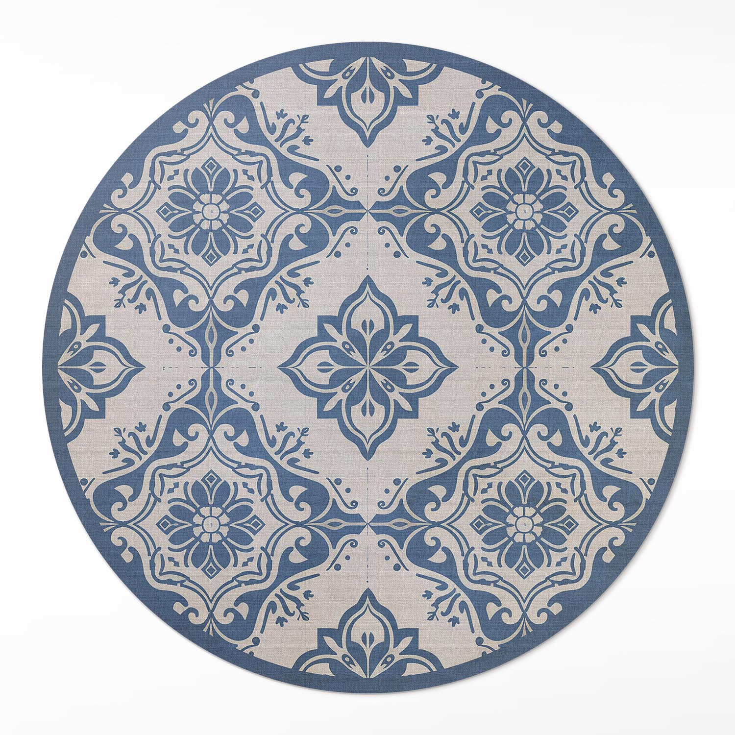 Okrúhly vinylový koberec Portugalské dlaždice jemný vintage vzor ⌀ 110 cm