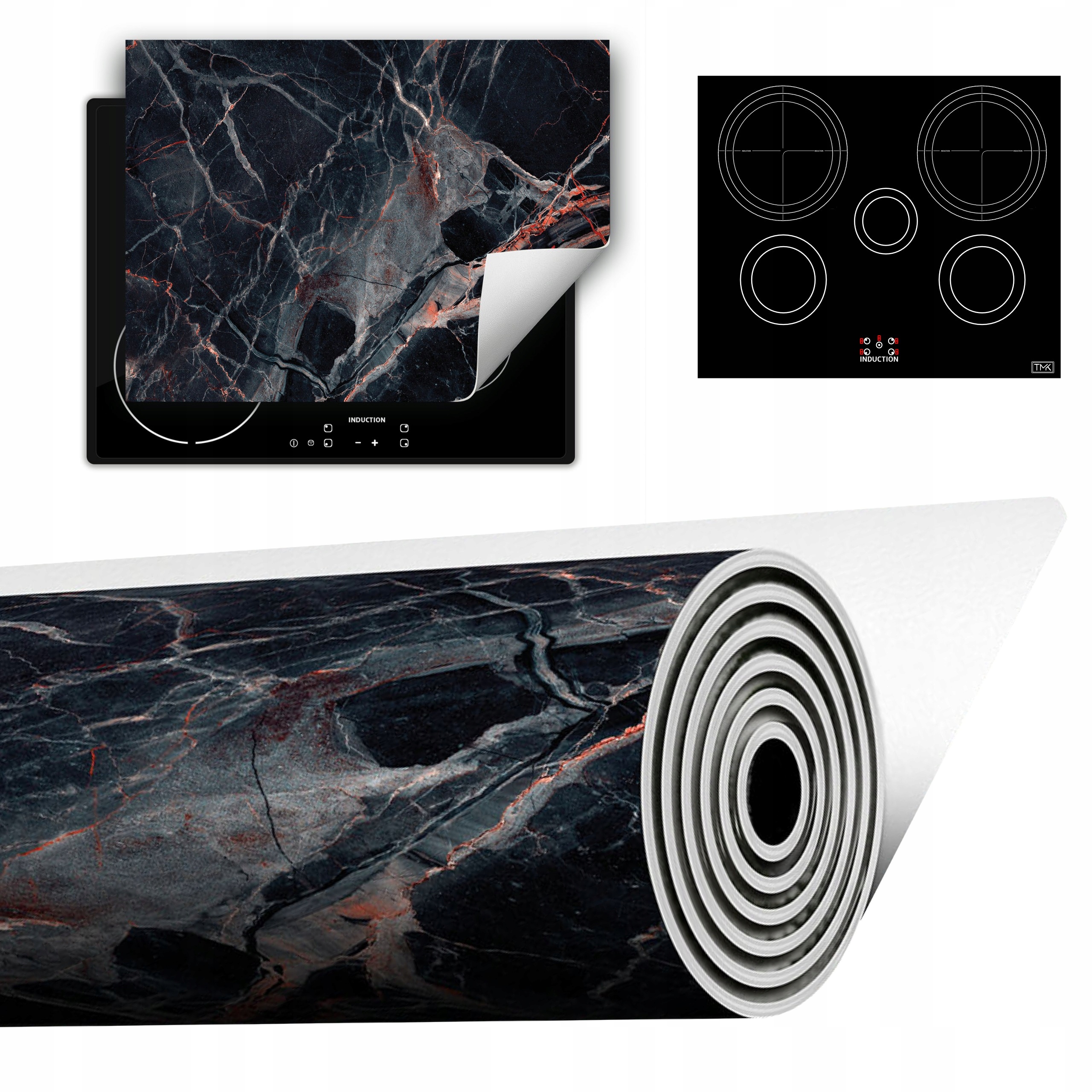 Vinylová Podložka Do Kuchyně Více Místa 70x52 červená mramor