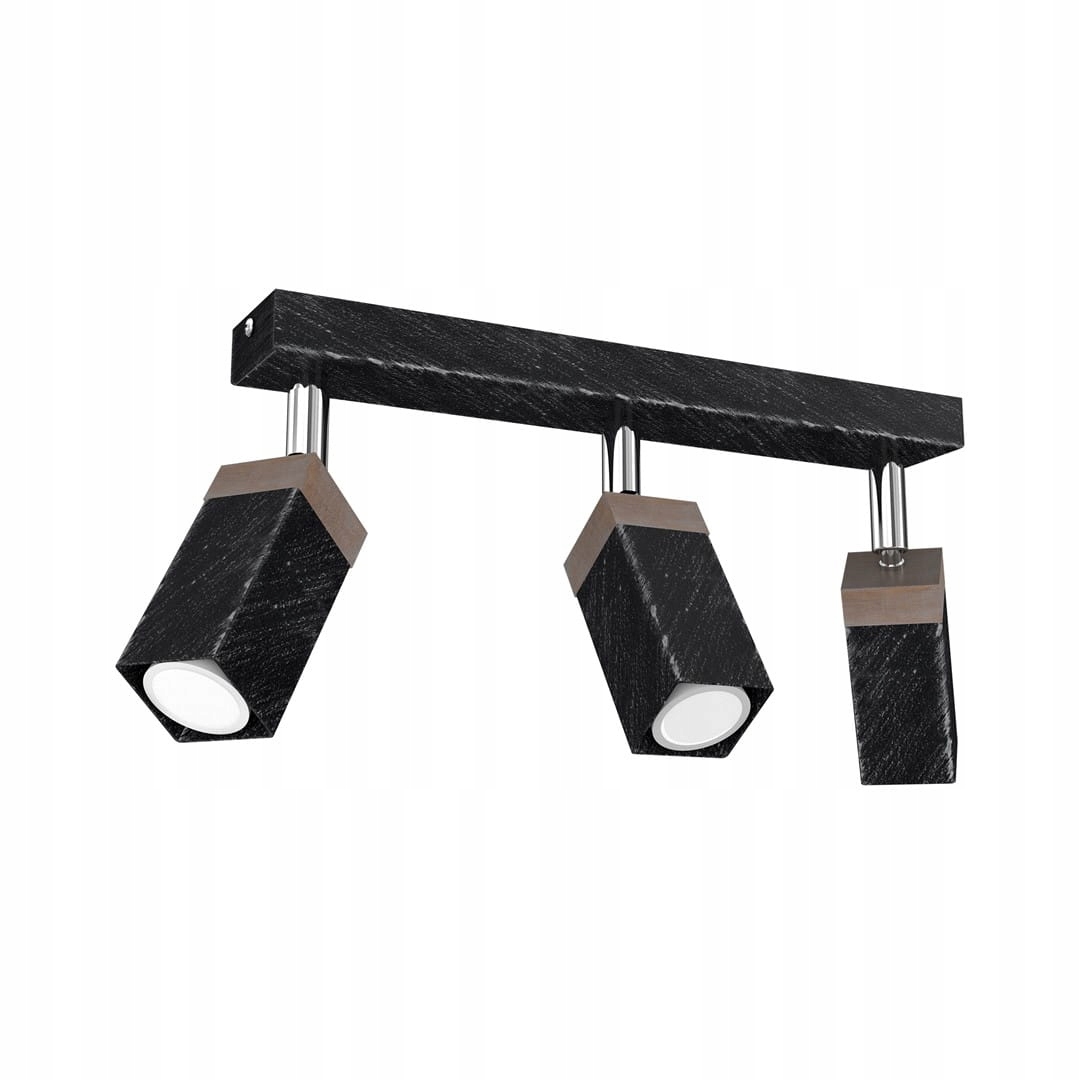 Stropná lampa Milagro Solo 3x40W čierna kovová, drevené detaily