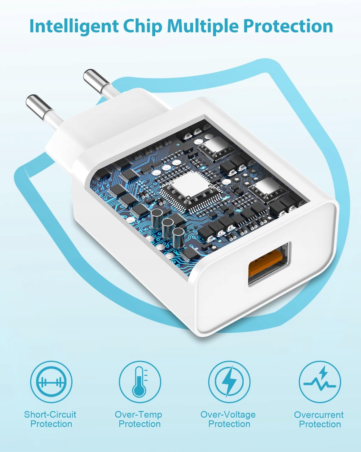 Ładowarka USB z kablem do ładowania USB C 2 m, 18 W Biała — miniatura 2