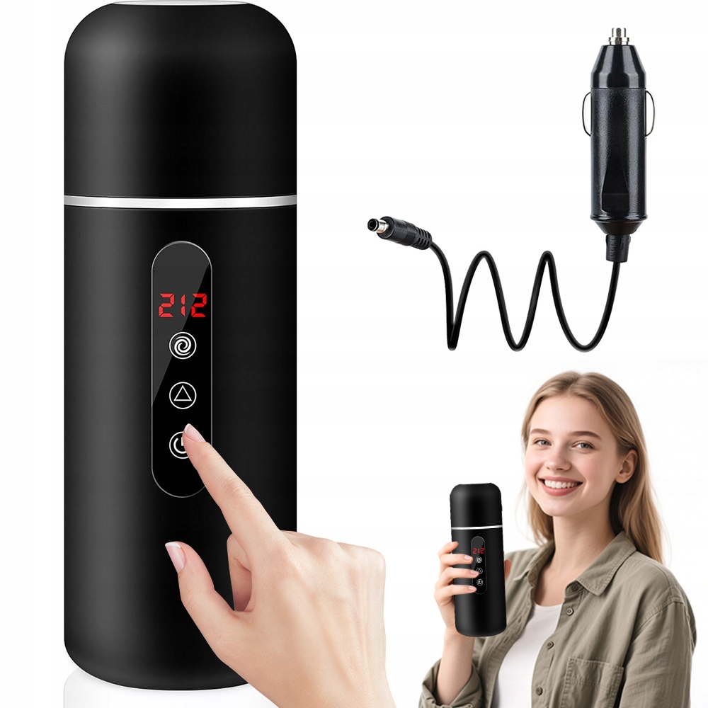 Hrnek Termoska Vyhřívací Do Zapalovače 12V Přenosný 420ML Ocel