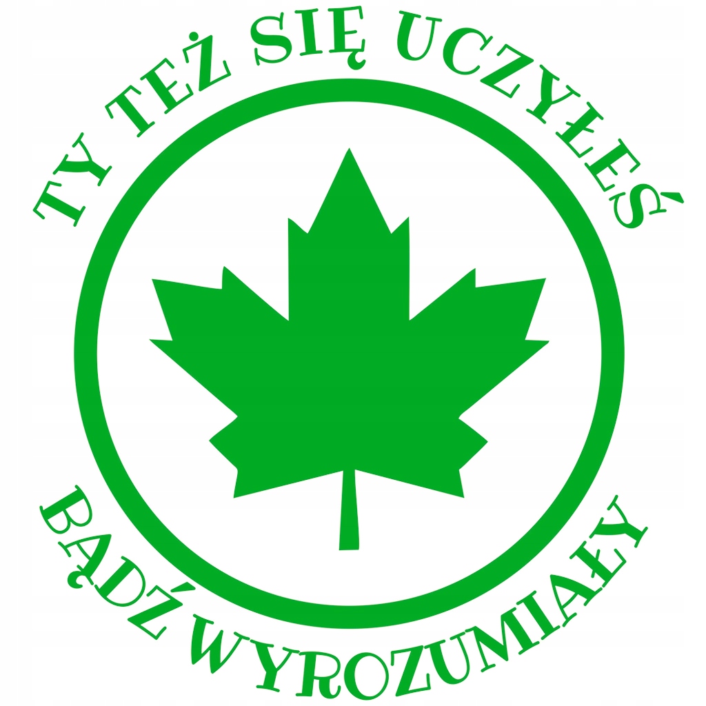 Naklejka zielony Liść Listek Klonu początkujący młody kierowca 11 x 12 cm