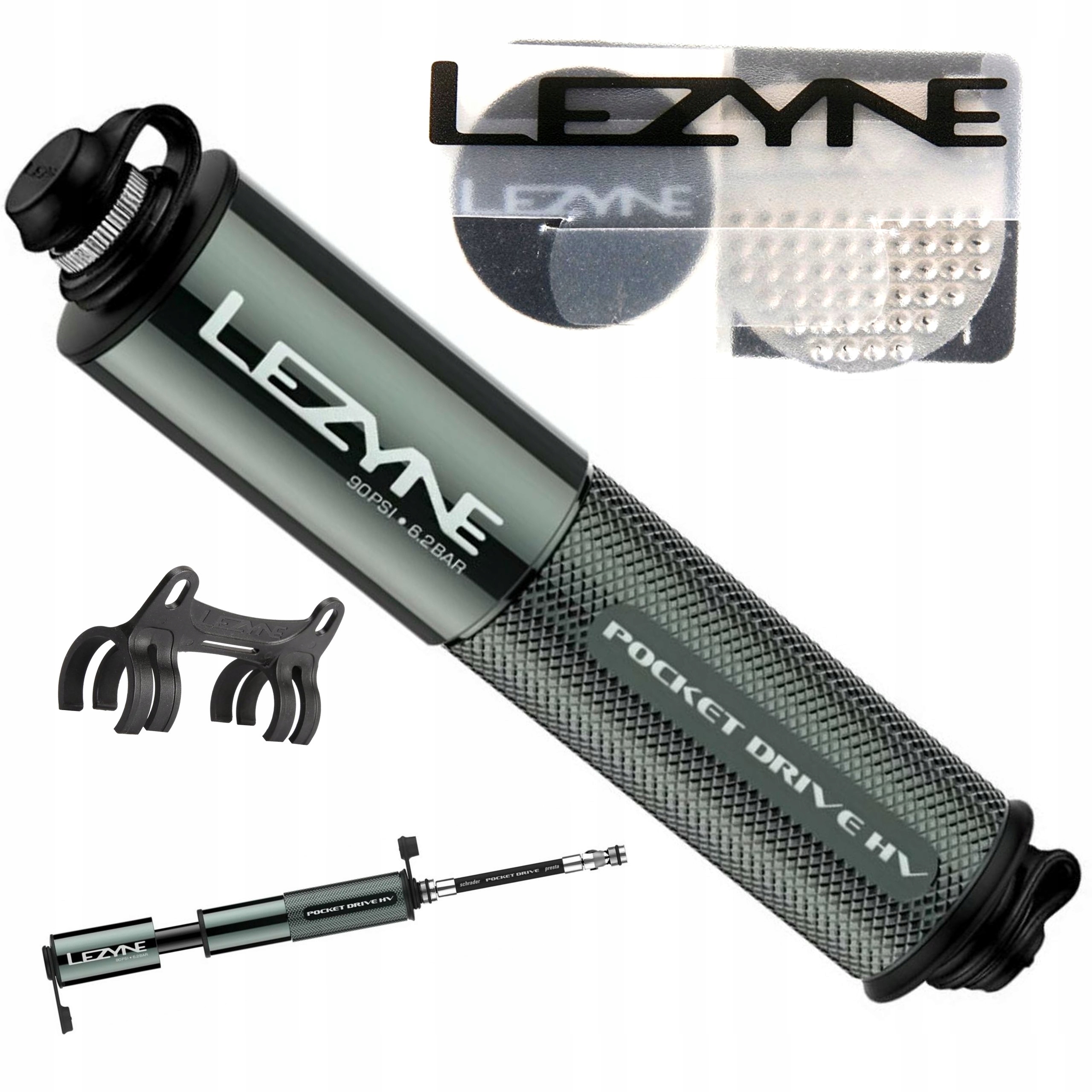 Pompka Rowerowa Mtb Lezyne Pocket Drive Hv Grafitowa Wężyk Łatki Samoprzy