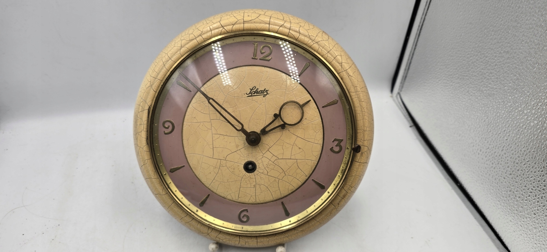 STARY ORYGINALNY METALOWY ZEGAR ŚCIENNY SCHATZ VINTAGE