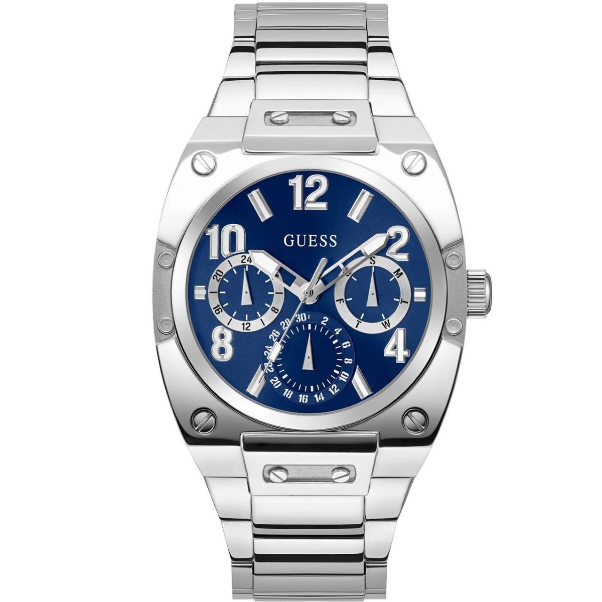 Guess Prodigy pánské hodinky stříbrné s modrým ciferníkem GW0624G1