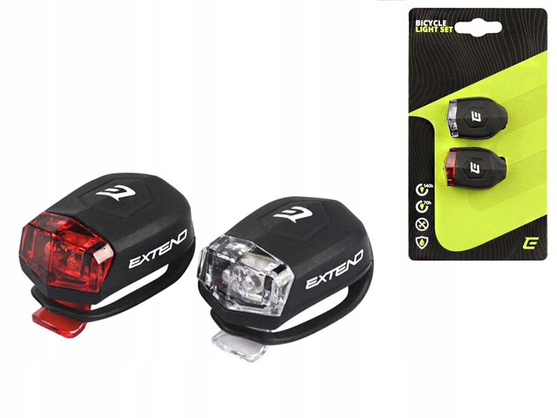 

Zestaw oświetlenie rowerowe Extend Froggies Black