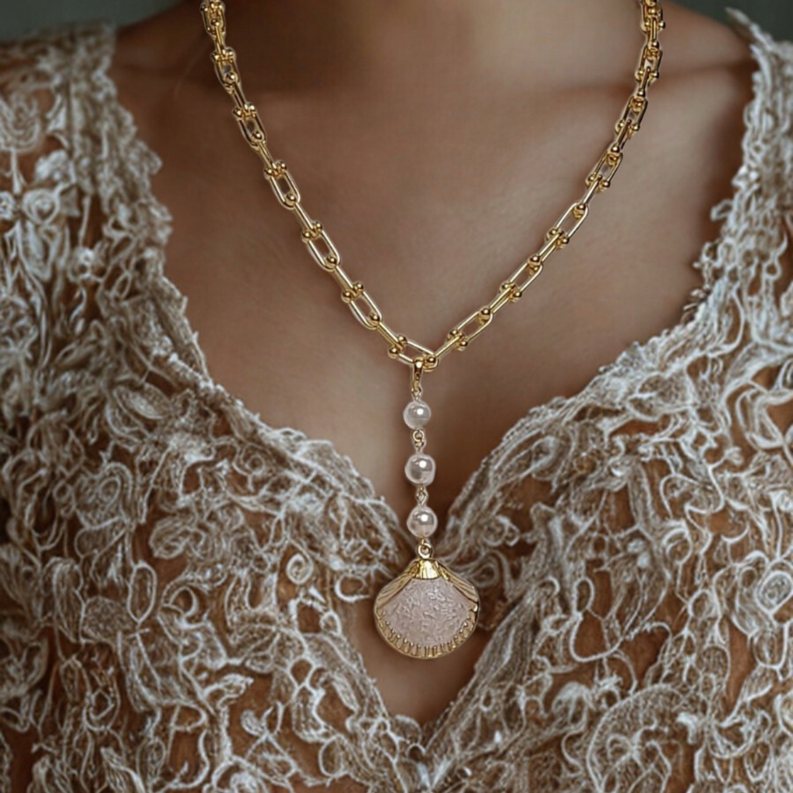 Colibra Naszyjnik z perłami Majorka z perłową muszlą Muszla Morze Wakacje