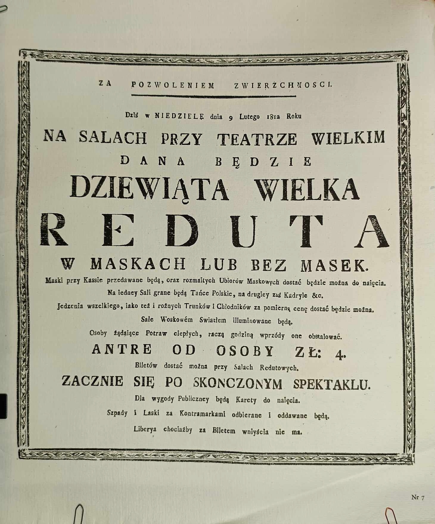 Afisz teatralny: Dziewiąta wielka Reduta