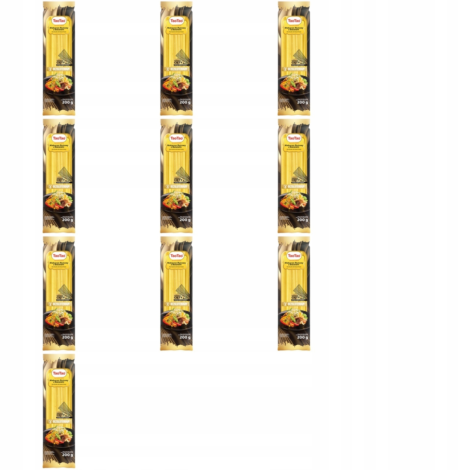 10x 200g Taotao Makaron ryżowy wstążka z dodatkiem batata Karton