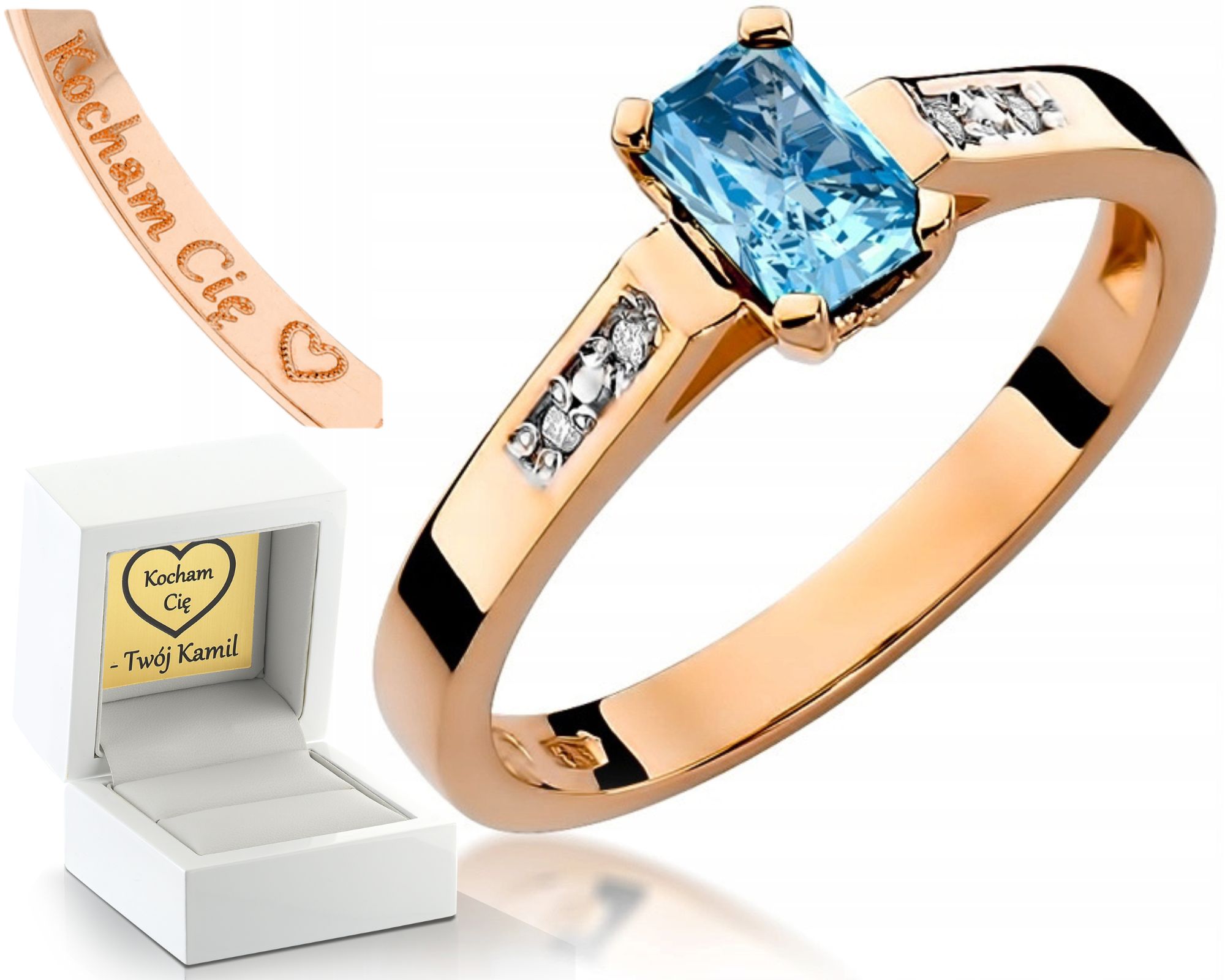 Prstýnek Topaz S Brilianty 0,585 Růžové Zlato