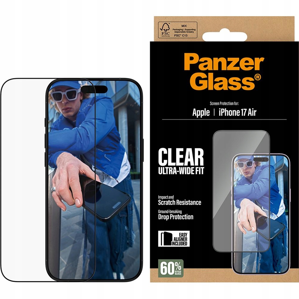 Tvrzené sklo pro iPhone Air, PanzerGlass, odolné vůči displeji aplikátor