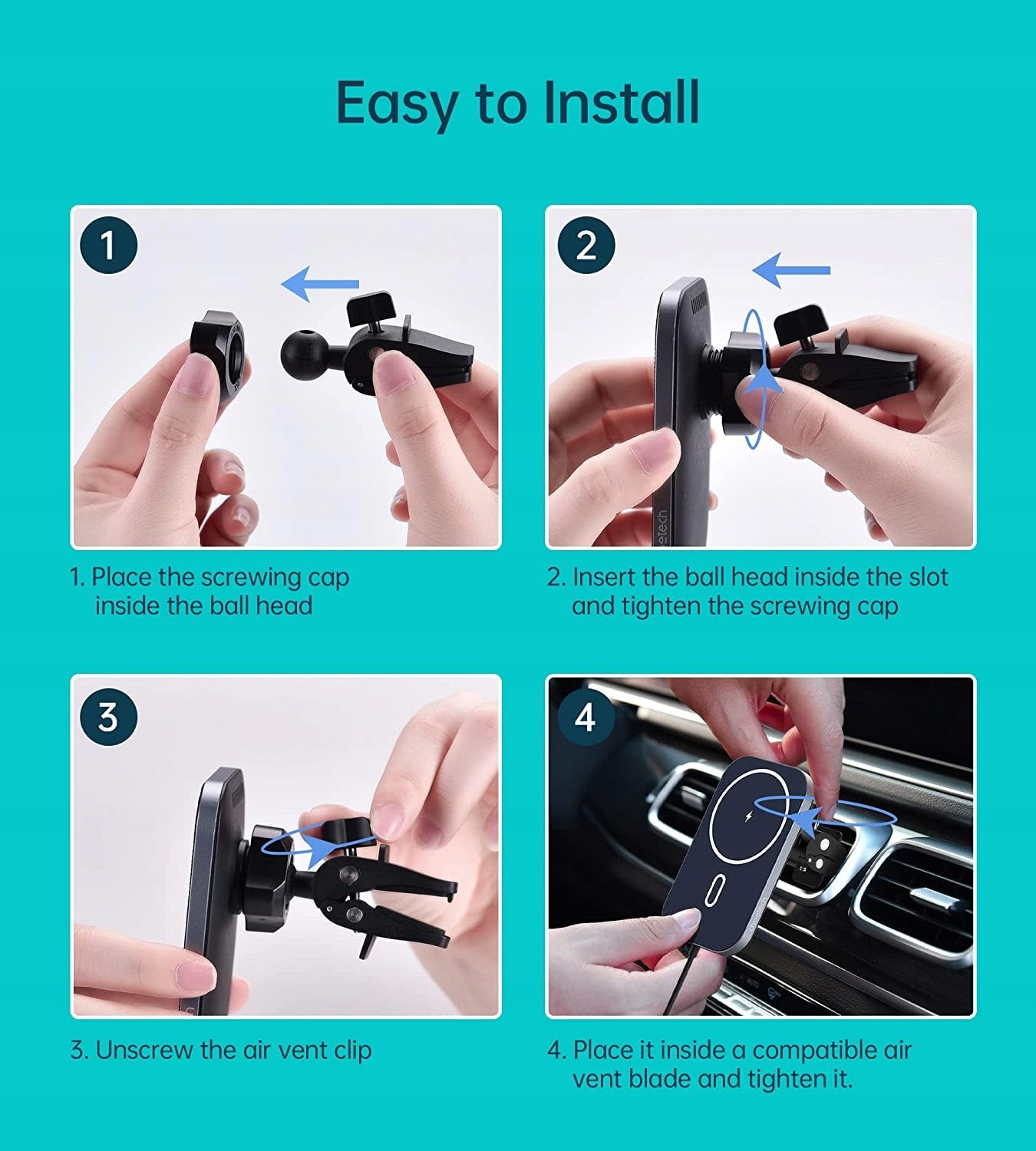 Magnetyczny, bezprzewodowy uchwyt na telefon komórkowy MagSafe Air Vent — miniatura 7
