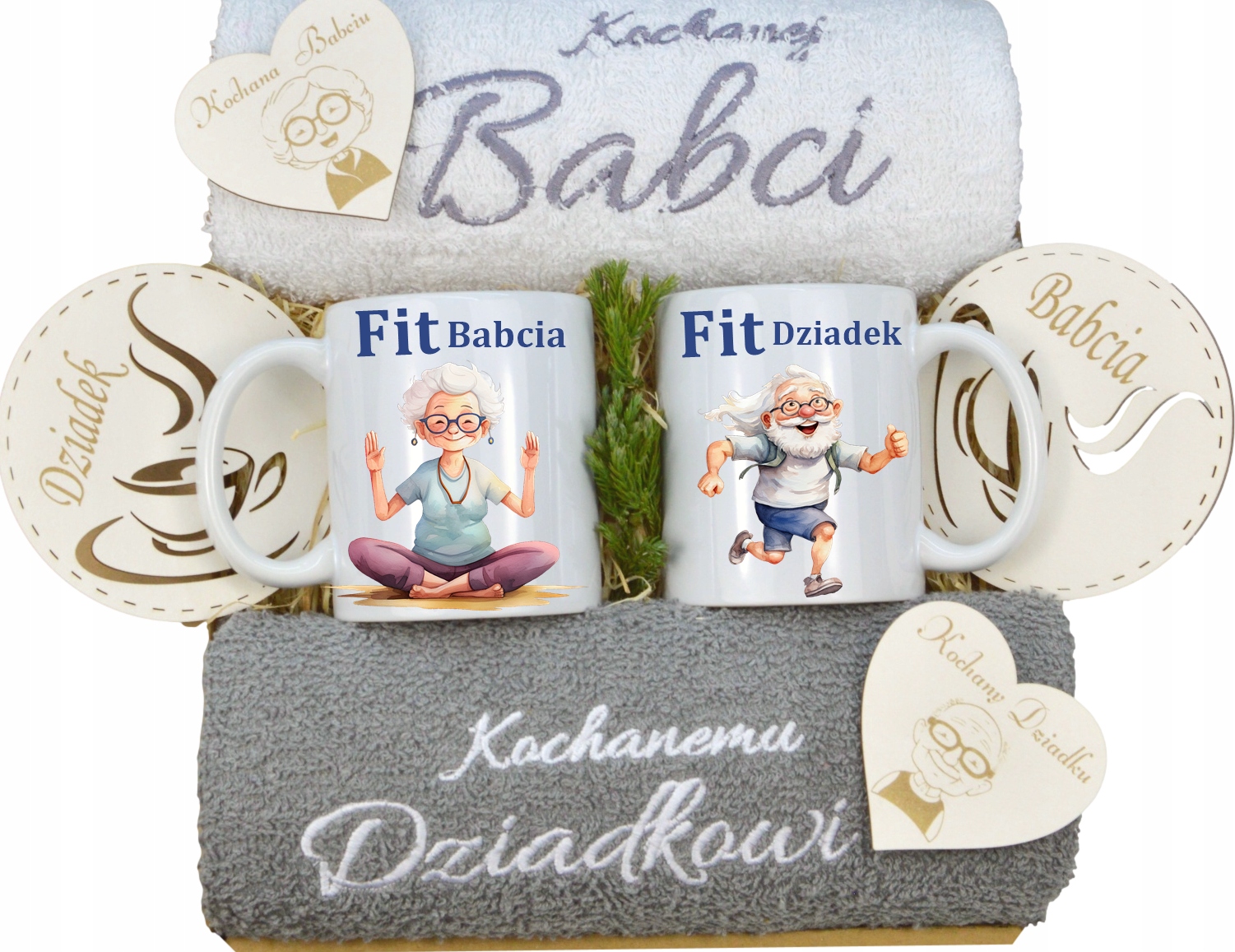 Velký Set Pro Babičku Dědečka Na Den Ručníky Hrnečky Magnety Dědečkům Koš
