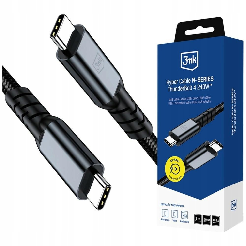 Kabel 3MK Hyper Cable N-series Usb-c do Usb-c Thunderbolt 4 2m 48V/5A 240W