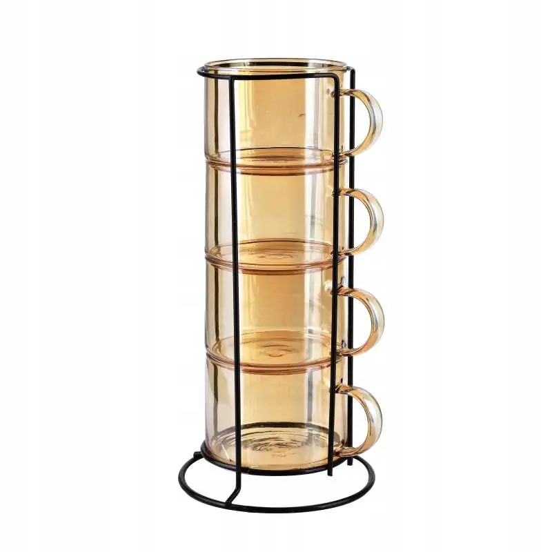 Sklenice 4 ks hrnků na stojanu na med petr honey