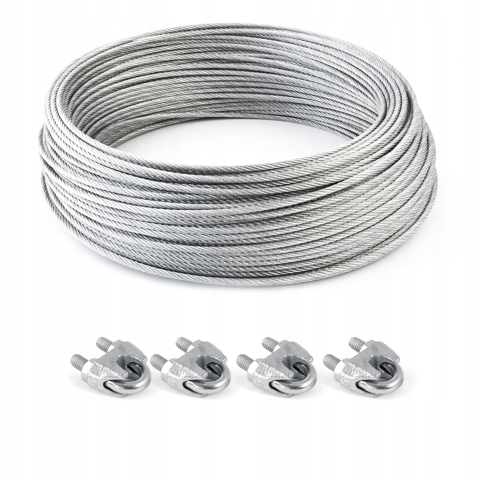 Sada pro montáž lanového lana ocelové lanko pozinkované 6 mm 6x19 25 m 4x svorka